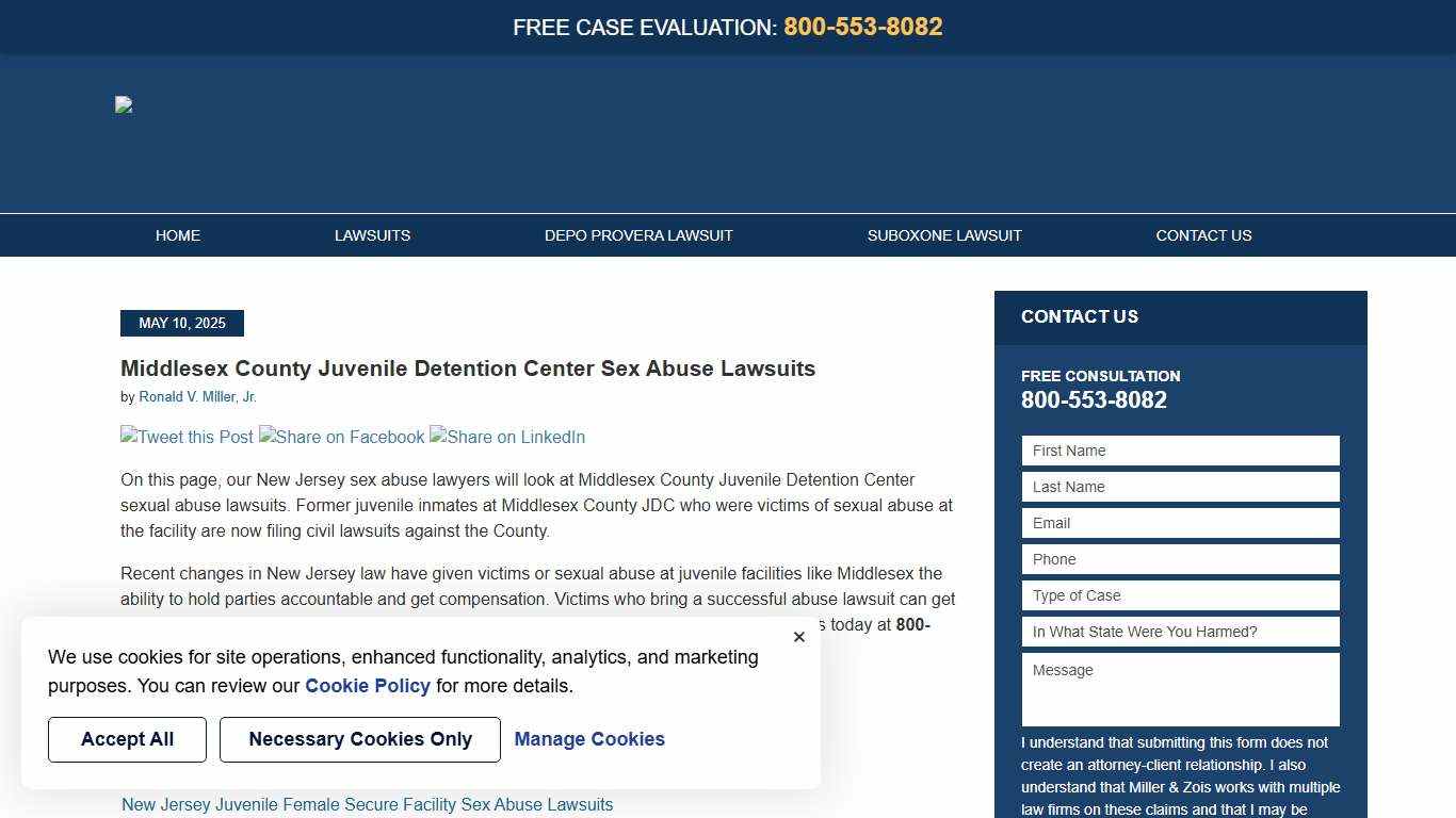 Middlesex County Juvenile Detention Center Sex Abuse Lawsuits